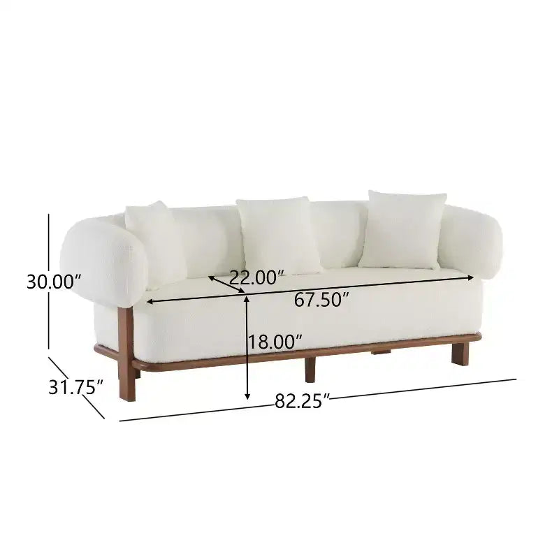 Christopher Knight Home Jose Canapé incurvé 3 places de 208,3 cm en bouclé et bois d'hévéa avec oreillers (lot de 2), beige