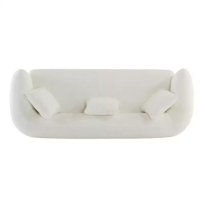Christopher Knight Home Jose Canapé incurvé 3 places de 208,3 cm en bouclé et bois d'hévéa avec oreillers (lot de 2), beige