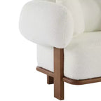 Christopher Knight Home Jose Canapé incurvé 3 places de 208,3 cm en bouclé et bois d'hévéa avec oreillers (lot de 2), beige