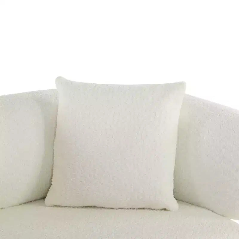 Christopher Knight Home Jose Canapé incurvé 3 places de 208,3 cm en bouclé et bois d'hévéa avec oreillers (lot de 2), beige