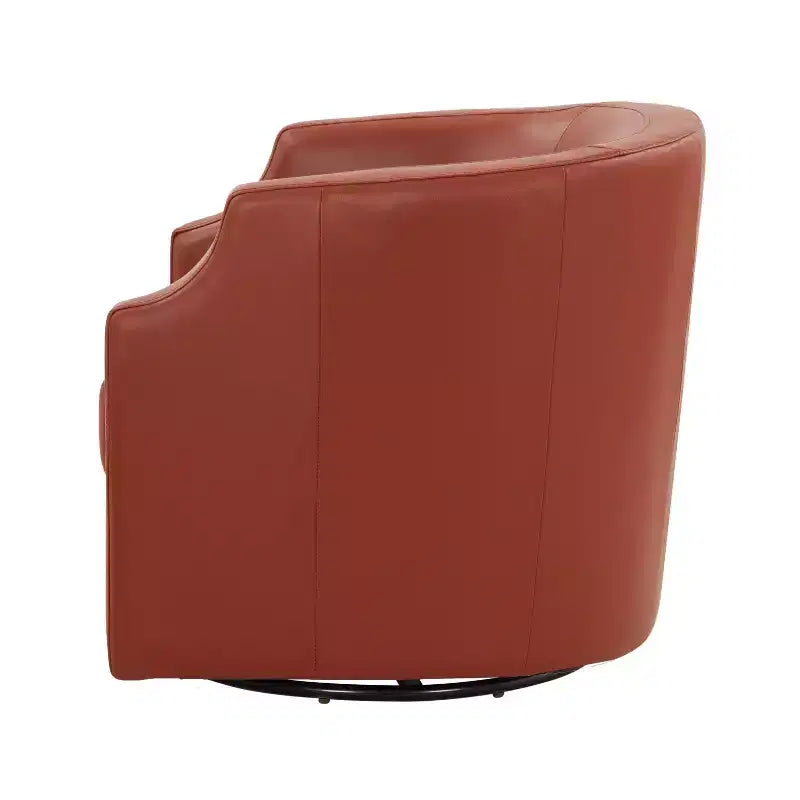 Fauteuil à bascule pivotant en cuir pleine fleur Erenson Comfort Pointe Caramel