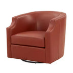 Fauteuil à bascule pivotant en cuir pleine fleur Erenson Comfort Pointe Caramel