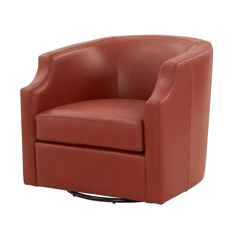 Fauteuil à bascule pivotant en cuir pleine fleur Erenson Comfort Pointe Caramel