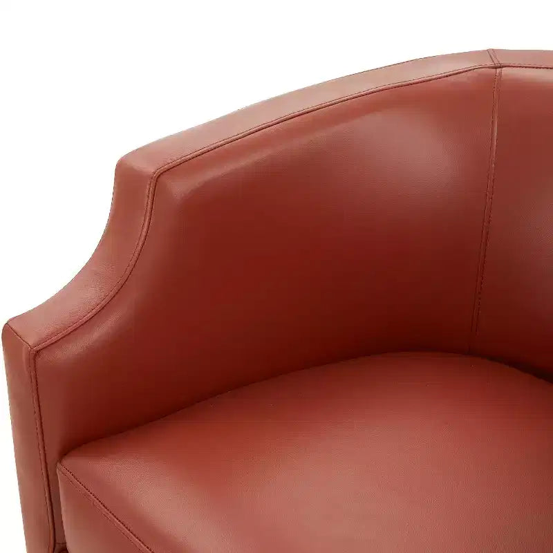 Fauteuil à bascule pivotant en cuir pleine fleur Erenson Comfort Pointe Caramel