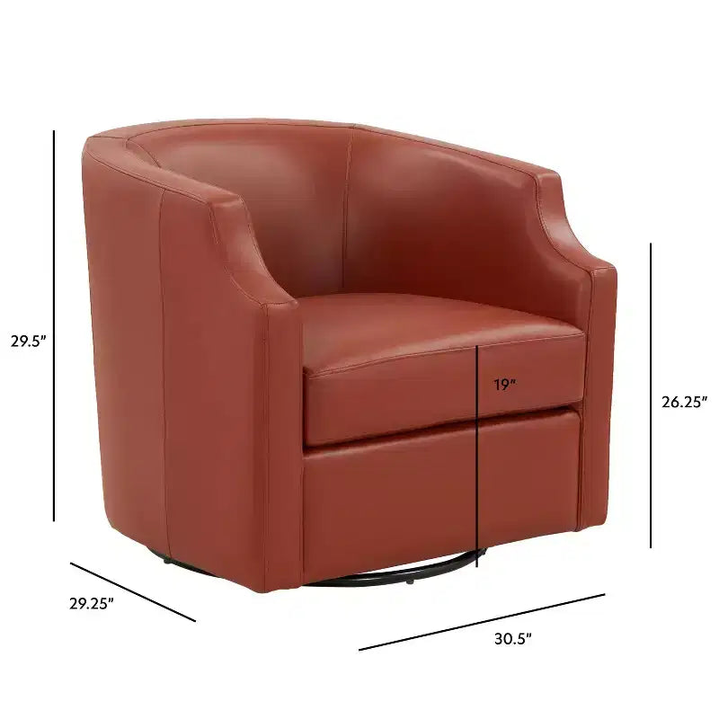 Fauteuil à bascule pivotant en cuir pleine fleur Erenson Comfort Pointe Caramel