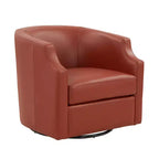 Fauteuil à bascule pivotant en cuir pleine fleur Erenson Comfort Pointe Caramel