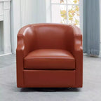Fauteuil à bascule pivotant en cuir pleine fleur Erenson Comfort Pointe Caramel