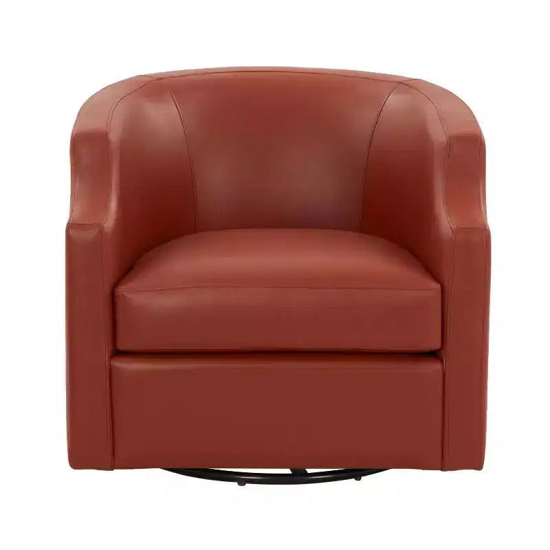 Fauteuil à bascule pivotant en cuir pleine fleur Erenson Comfort Pointe Caramel