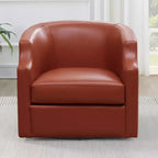 Fauteuil à bascule pivotant en cuir pleine fleur Erenson Comfort Pointe Caramel