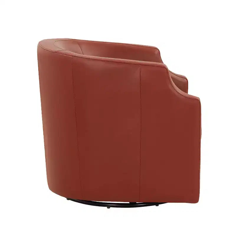 Fauteuil à bascule pivotant en cuir pleine fleur Erenson Comfort Pointe Caramel