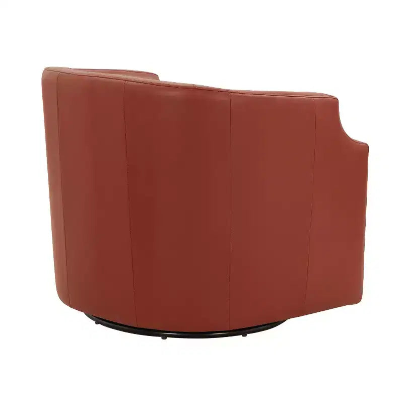 Fauteuil à bascule pivotant en cuir pleine fleur Erenson Comfort Pointe Caramel