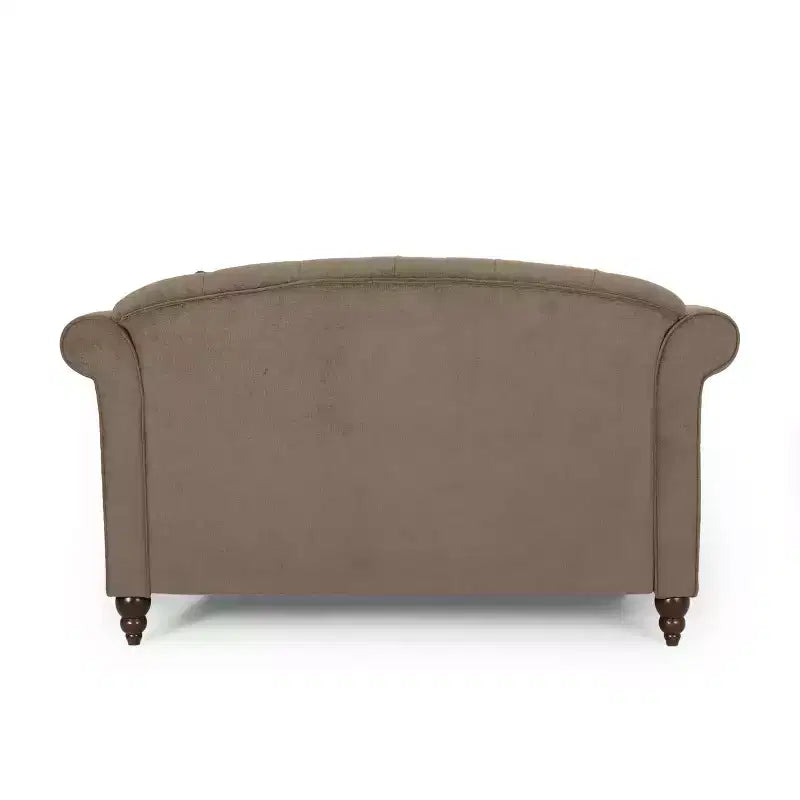 Freas Contemporary Tufted Double Chaise Lounge : Accoudoirs Volutés Élégants, Pieds en Bois de Bouleau - Christopher Knight Home