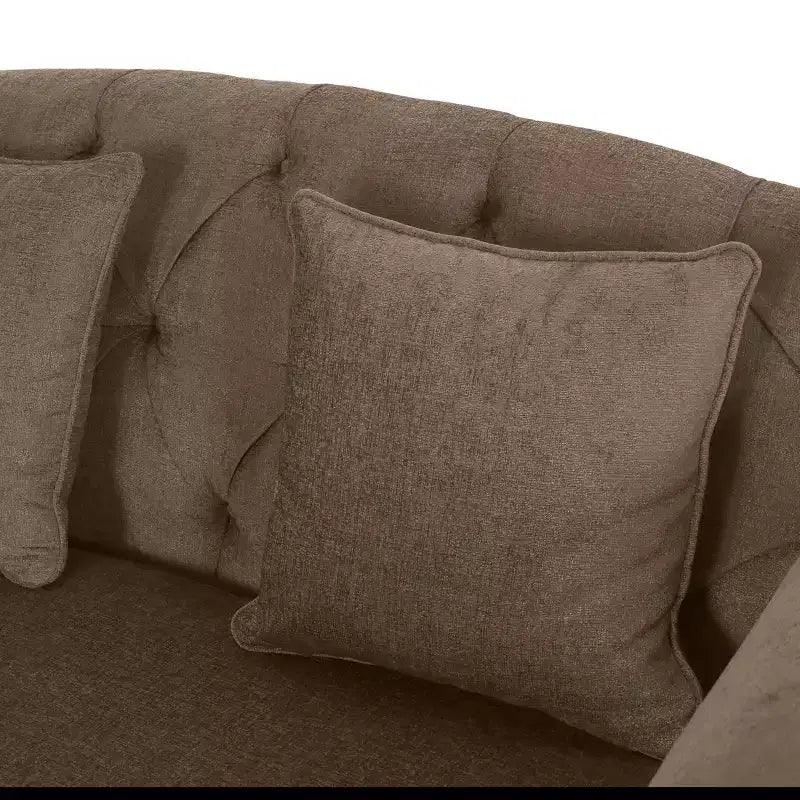 Freas Contemporary Tufted Double Chaise Lounge : Accoudoirs Volutés Élégants, Pieds en Bois de Bouleau - Christopher Knight Home
