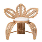 bali & pari Fauteuil d'appoint en rotin naturel Gresham Blanc/Marron naturel : Fait main, Rembourré de mousse, Aucun assemblage requis