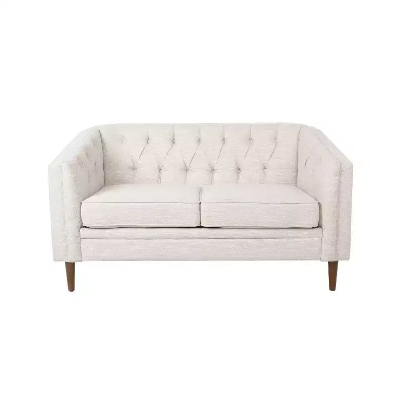 Christopher Knight Home Cantrell Tufted Loveseat Beige/Espresso