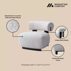 Manhattan Comfort Lot de 2 chaises d'appoint modernes en tissu tissé Bartow, Ivoire/Noir