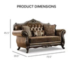 HOMES: Inside + Out Canapé Frazer 73 po traditionnel avec garniture cloutée marron