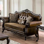HOMES: Inside + Out Canapé Frazer 73 po traditionnel avec garniture cloutée marron