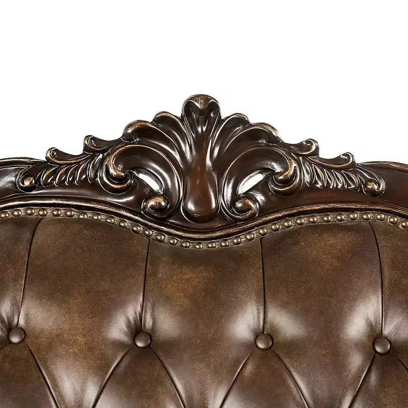 HOMES: Inside + Out Canapé Frazer 73 po traditionnel avec garniture cloutée marron