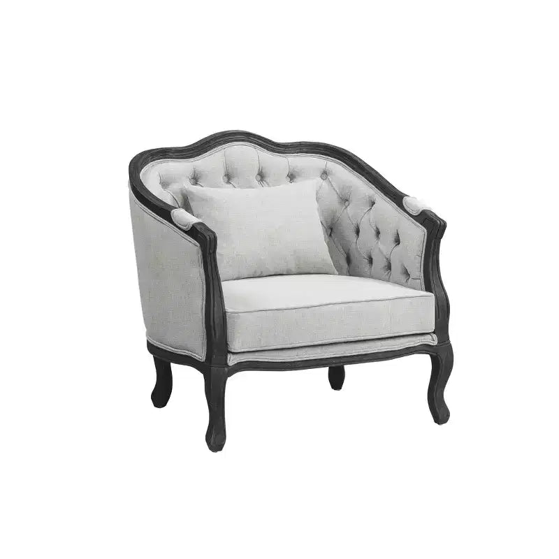 Fauteuil d'appoint Samael 37 po lin gris finition marron foncé - Acme Furniture