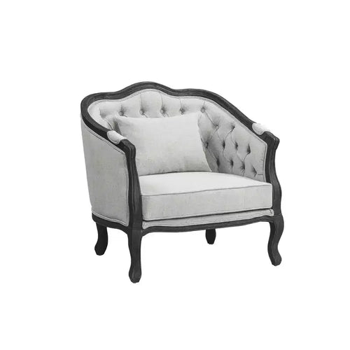 Fauteuil d'appoint Samael 37 po lin gris finition marron foncé - Acme Furniture