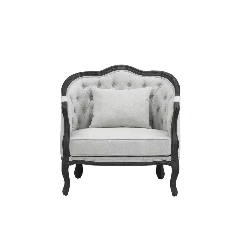 Fauteuil d'appoint Samael 37 po lin gris finition marron foncé - Acme Furniture