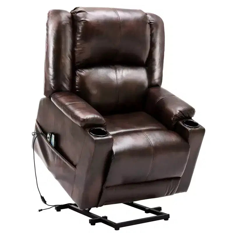 Fauteuil inclinable de massage COMHOMA en cuir PU, fauteuil releveur électrique marron