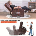 Fauteuil inclinable de massage COMHOMA en cuir PU, fauteuil releveur électrique marron