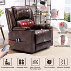 Fauteuil inclinable de massage COMHOMA en cuir PU, fauteuil releveur électrique marron