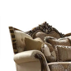 Canapé Latisha 74 po, tissu à motifs et finition chêne antique - Acme Furniture: Causeuse rembourrée traditionnelle, design capitonné
