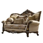 Canapé Latisha 74 po, tissu à motifs et finition chêne antique - Acme Furniture: Causeuse rembourrée traditionnelle, design capitonné