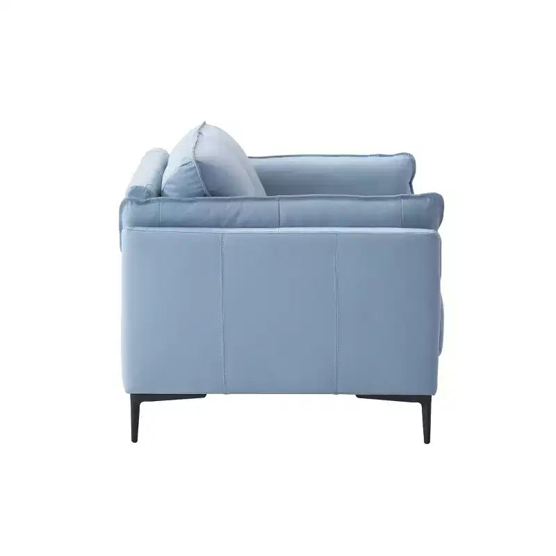 Canapé Mesut en cuir pleine fleur bleu clair de 173 cm avec pieds en métal et clous décoratifs – Acme Furniture