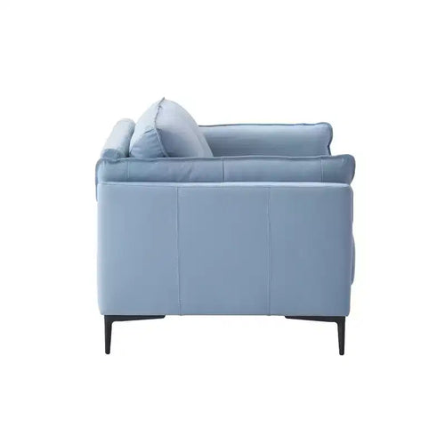Canapé Mesut en cuir pleine fleur bleu clair de 173 cm avec pieds en métal et clous décoratifs – Acme Furniture