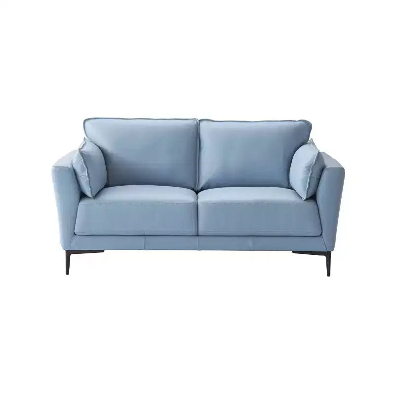 Canapé Mesut en cuir pleine fleur bleu clair de 173 cm avec pieds en métal et clous décoratifs – Acme Furniture