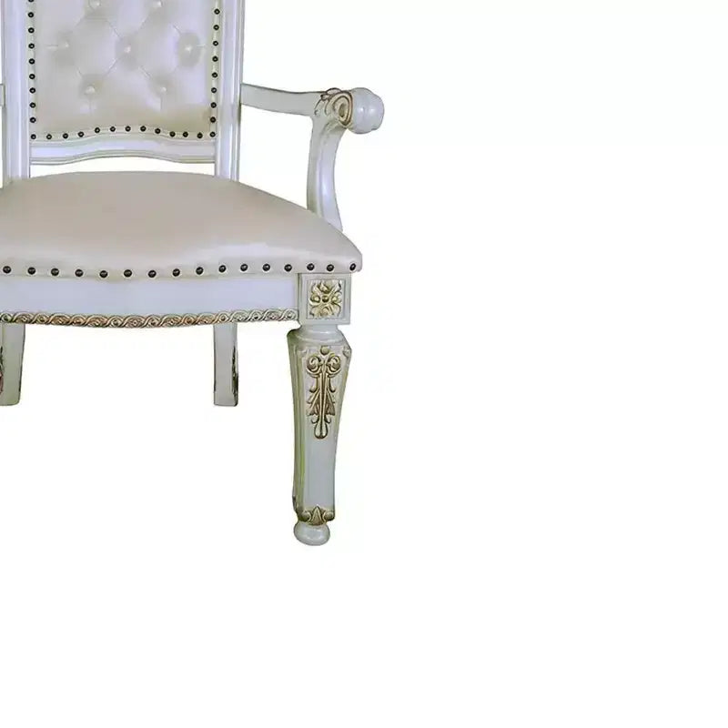 Fauteuil d'appoint Vendome 24" Simili Cuir/Finition Perle Antique - Acme Furniture