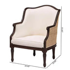 Fauteuil d'appoint en tissu et bois bali & pari Ornella Beige/Marron foncé : Revêtement en polyester, Structure en rotin