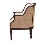 Fauteuil d'appoint en tissu et bois bali & pari Ornella Beige/Marron foncé : Revêtement en polyester, Structure en rotin