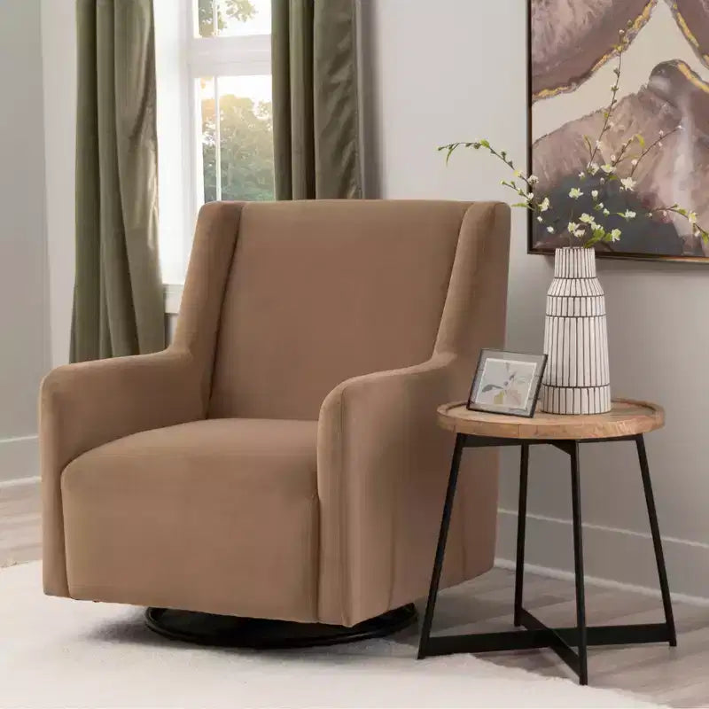 Fauteuil berçant pivotant Linon Dorian marron