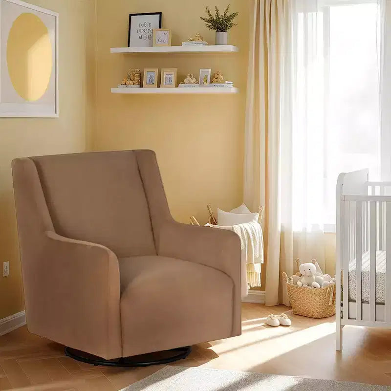 Fauteuil berçant pivotant Linon Dorian marron