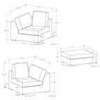 WyndenHall Marlee Canapé 2 places et pouf gris nuage