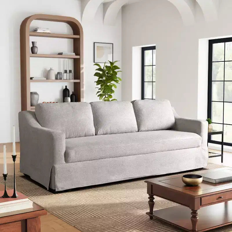 Canapé-lit gigogne Serta Hans en lin : taille Queen, convertible avec matelas à ressorts intérieurs