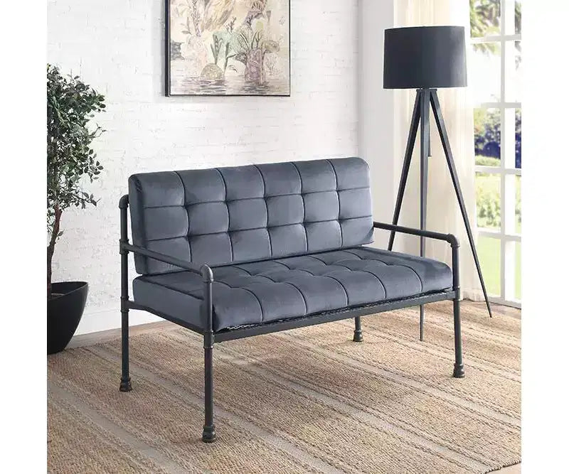 Causeuse 51 po Brantley Gris Sable - Acme Furniture : Comprend 2 coussins décoratifs, Cadre en métal