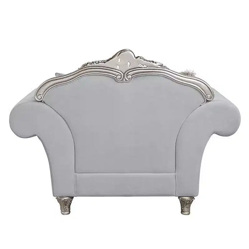 Fauteuil d'appoint Pelumi 62 po Lin gris clair Fini platine - Acme Furniture