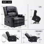 Fauteuil inclinable de massage COMHOMA en cuir PU, fauteuil releveur électrique noir