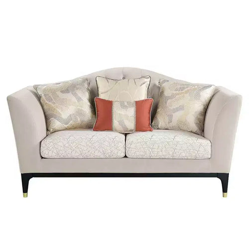 71" Tayden Sofas Beige Velvet: Acme Furniture, Crystal Tufting, Gold Accents