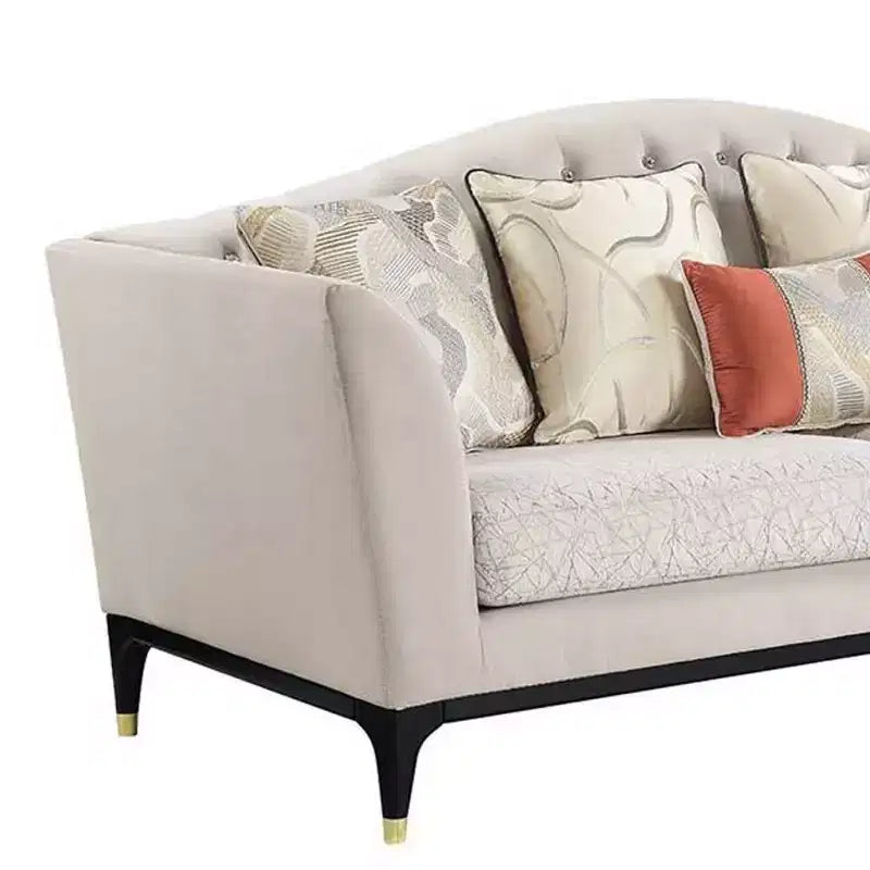 Canapé Tayden 180 cm Velours Beige : Acme Furniture, capitonnage cristal, accents dorés