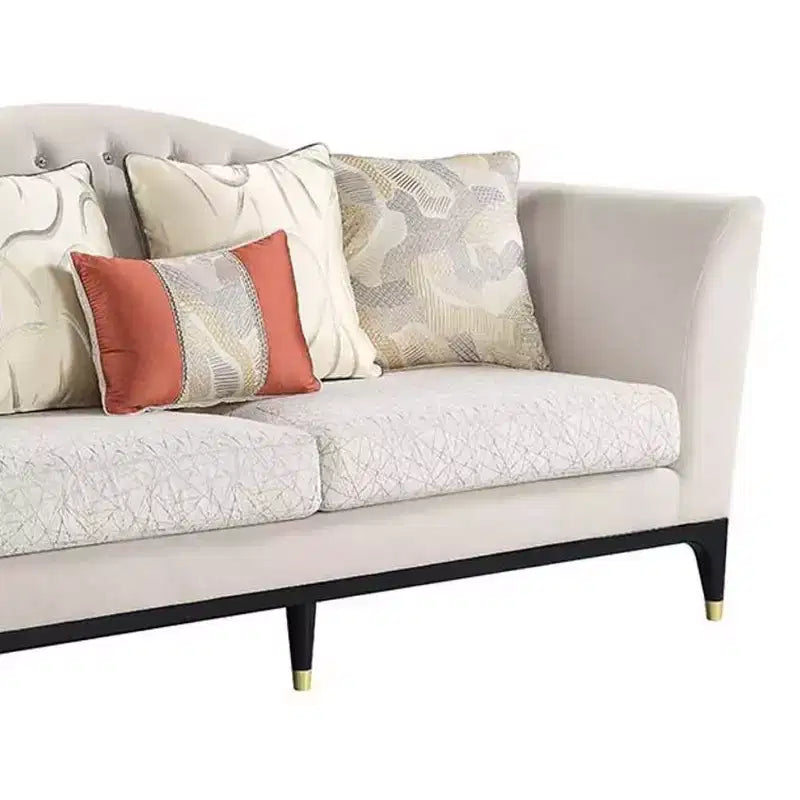 Canapé Tayden 180 cm Velours Beige : Acme Furniture, capitonnage cristal, accents dorés