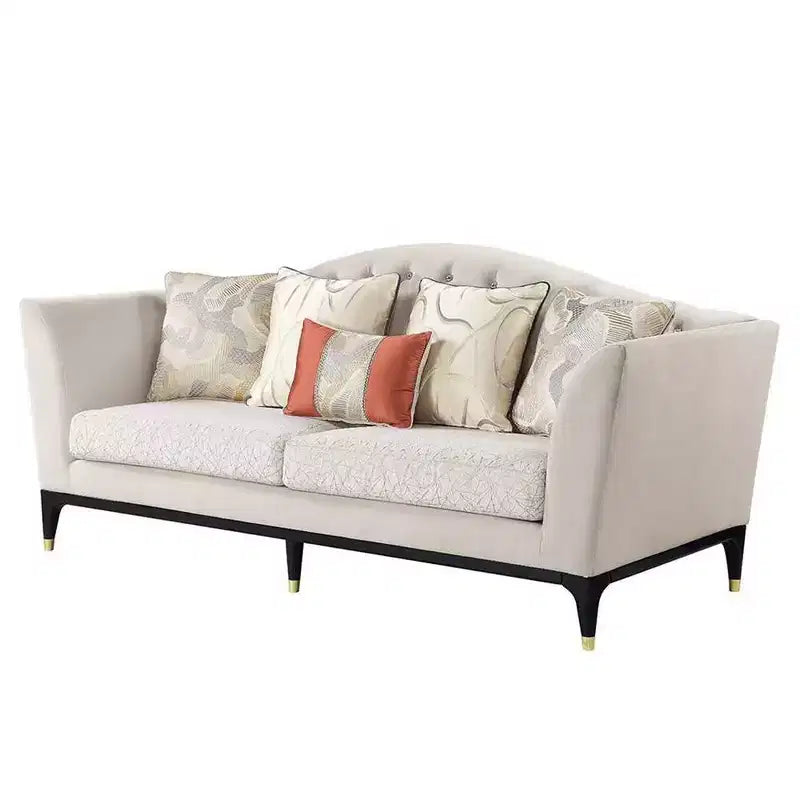 Canapé Tayden 180 cm Velours Beige : Acme Furniture, capitonnage cristal, accents dorés