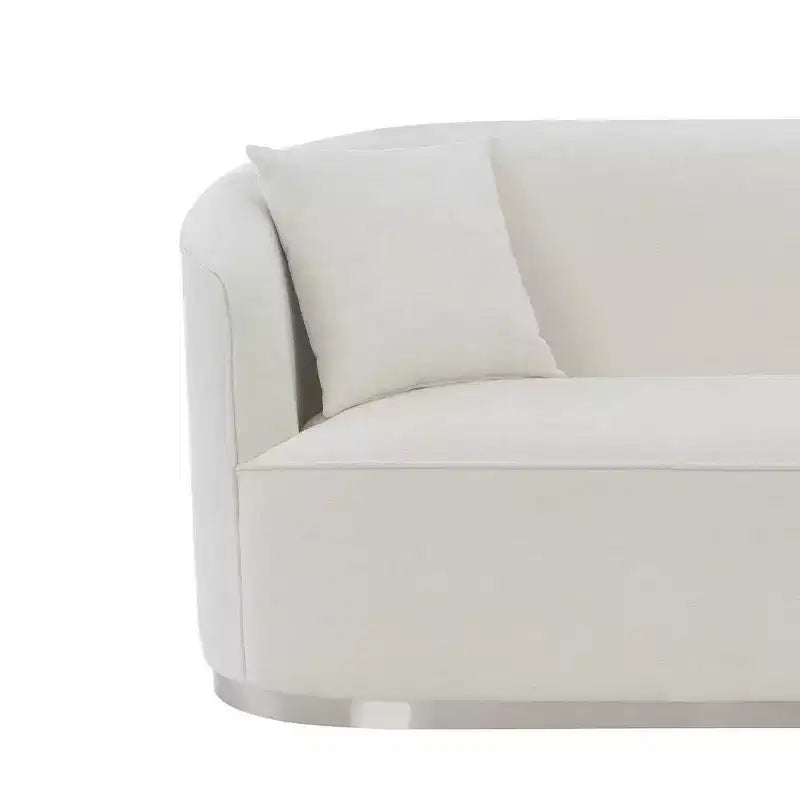 Canapé Odette 162 cm en chenille beige Acme Furniture : Causeuse classique, 2 oreillers, aucun assemblage requis