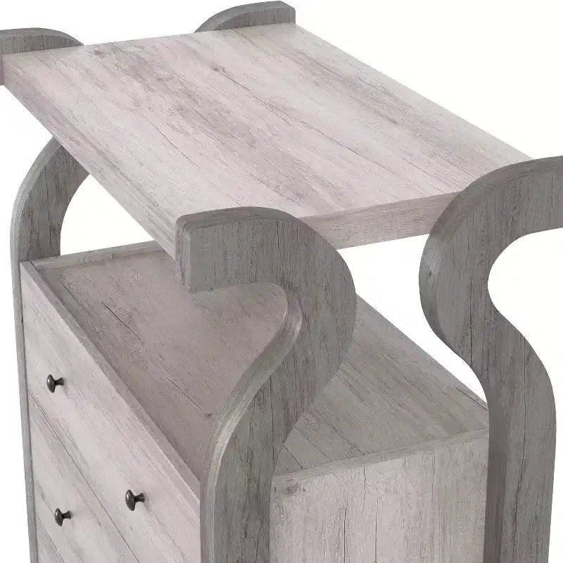 Commode 4 tiroirs miBasics Chickadee Farmhouse Blanc côtier : Rangement en MDF, Dispositif anti-basculement